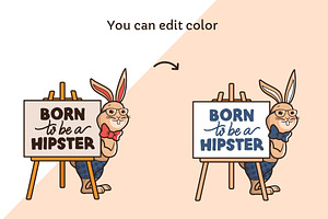 Set Of Hipster Bunny