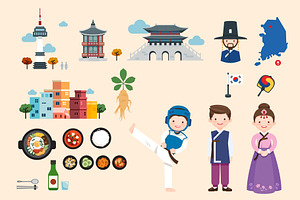 Korea Travel Elements Set