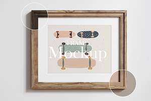 Wooden frame mockup close up