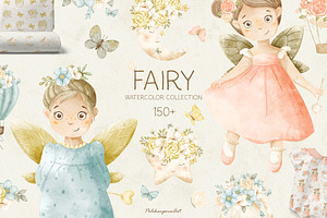 Watercolor FAIRY And Flowers