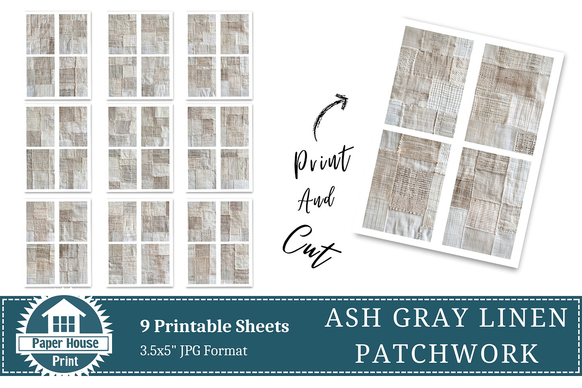 Ash Gray Linen Patchwork Papers, an Illustration by NiiiNArt (Photo 7 of 8)