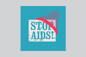 Stop Aids Typographic Stencil Poster