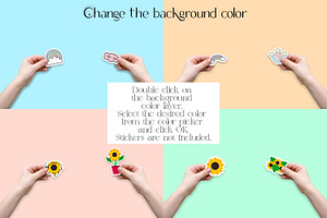 Child Hands Sticker Mockup. PSD, PNG