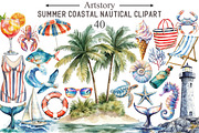 Summer Coastal Nautical Clipart, an Illustration by designcity5 (Thumbnail 1 of 5)