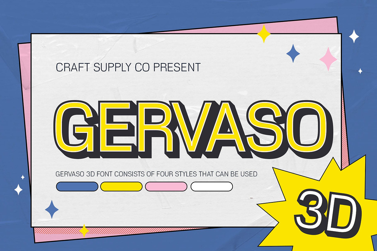 Gervaso 3D, a Sans Serif Font by Craft Supply Co. (Photo 1 of 8)