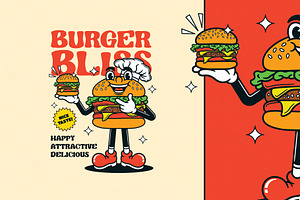 Retro Burger Illustration, a Food Illustration by Decoconio Design