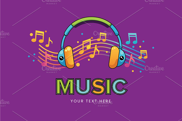 Cute Music Headphones Cartoon Vector preview 2