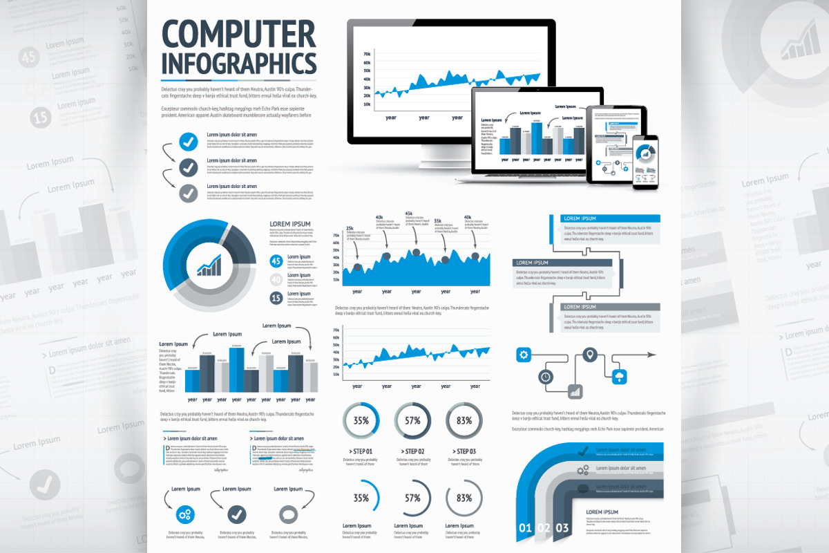 IT Statistics Vector Infographic Set, a Technology Illustration by ...