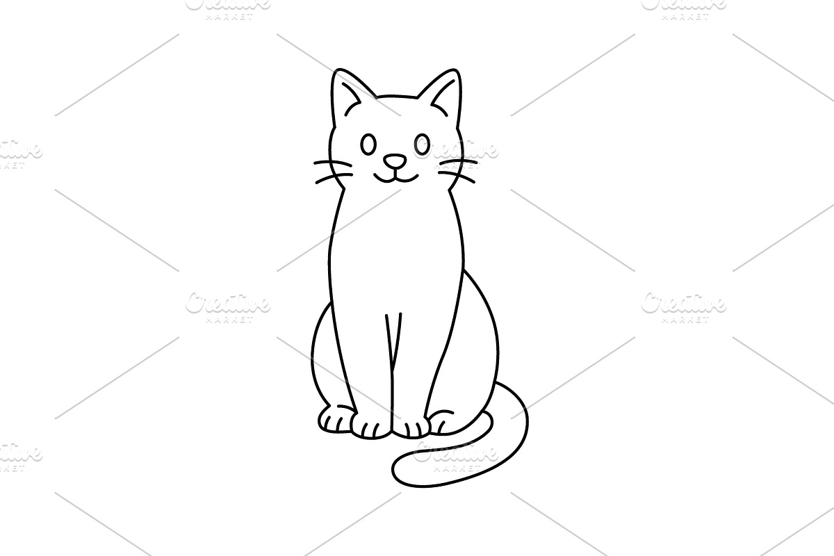 Cartoon cat with long tail. Minimal, an Animal Illustration by GraphiShop