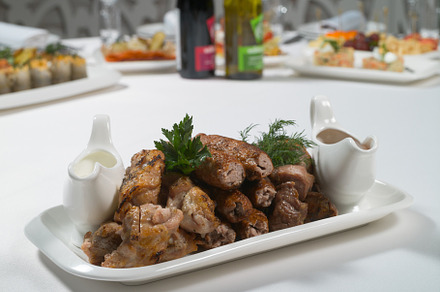 Roasted meat assortment with red and stock photo containing meat and food, a Food & Drink Photo by oleghz