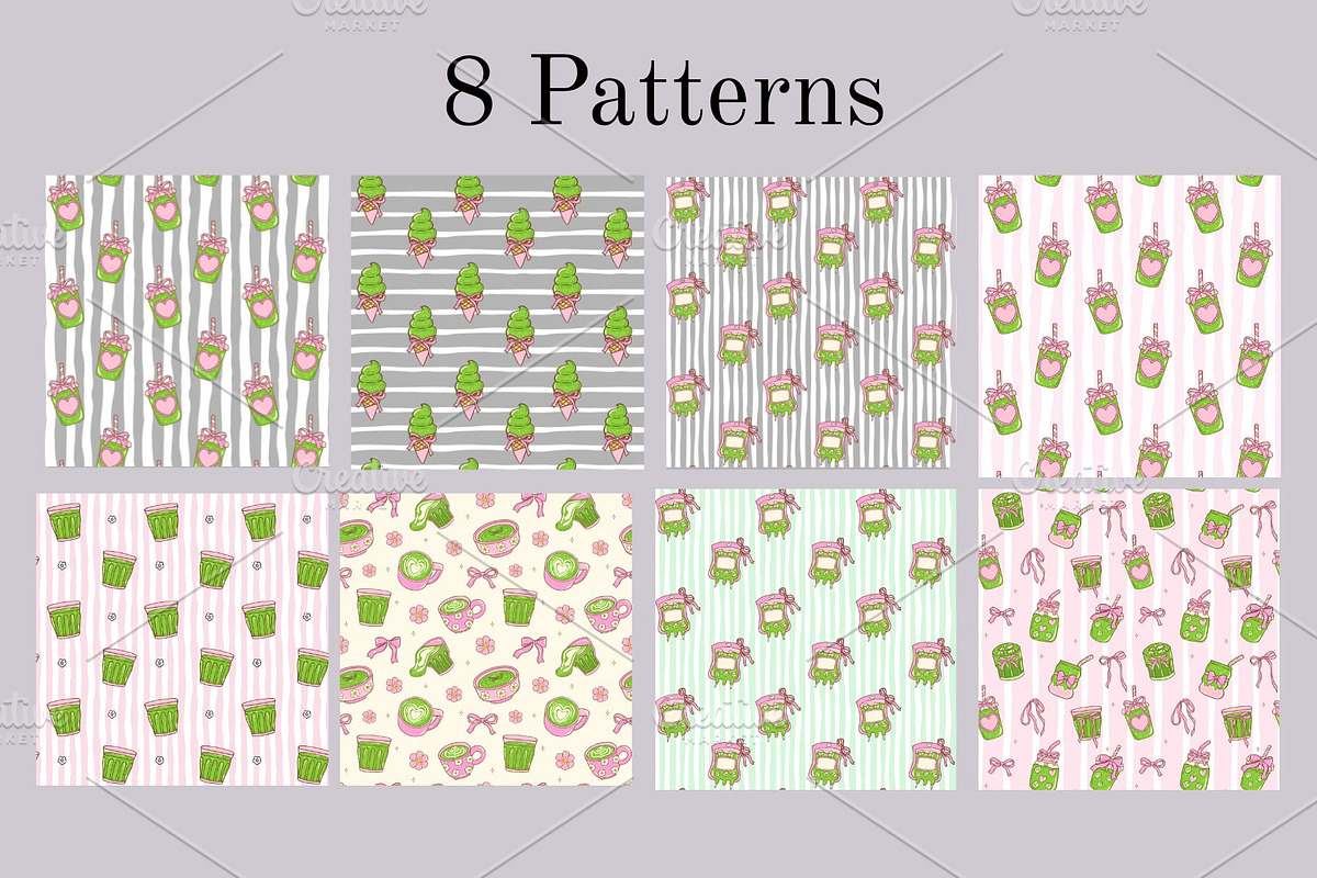 Girly Matcha Aesthetic Clipart, a Food Illustration by Stellalunarts (Photo 4 of 4)