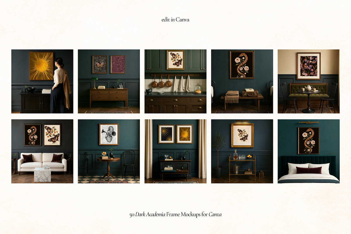 Dark Academia Frame Canva Mockups, a Household Mockup by Matisse Studio (Photo 8 of 10)