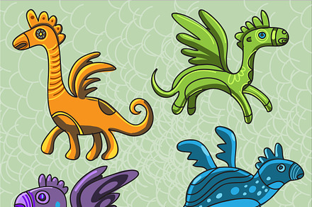 Cute dragons set