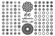 100 Mandalas Vector Set, an Outline Icon by Noree (Thumbnail 1 of 3)