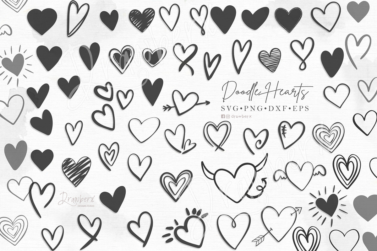 Hand-Drawn Doodle Hearts svg 087, a Graphic by Drawberx (Photo 1 of 2)