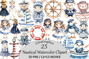 Nautical Watercolor Clipart, an Illustration by CitraGraphics