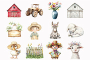 Watercolor Spring Farm Clipart, an Illustration by Design Market (Thumbnail 5 of 5)