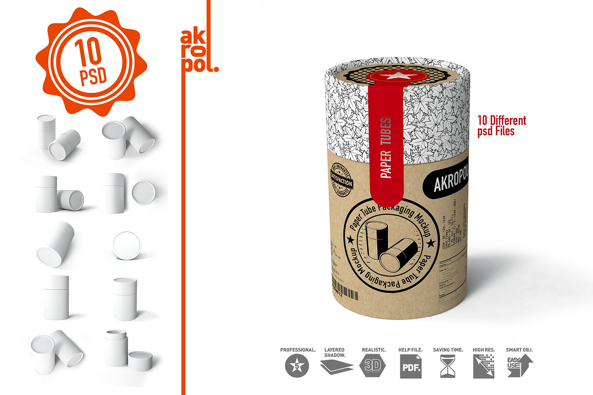 Paper tubes (big) Mock up, a Packaging Mockup by akropol (Photo 5 of 10)