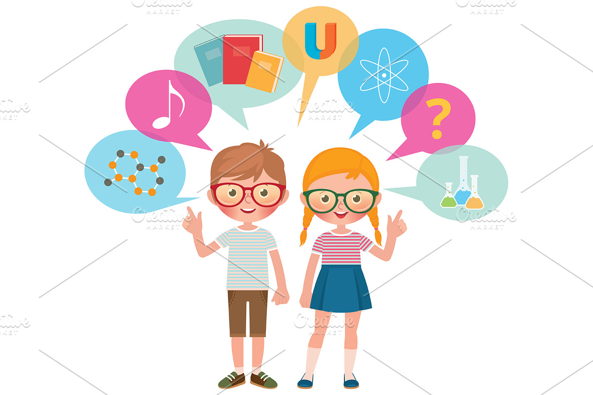 Two school pupils girl and boy, a Person Illustration by Julia's illustrations