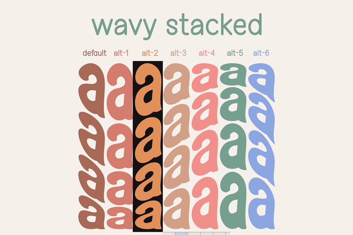 Awesome Wavy Stacked - Wave Display, a Handwritten Font by MaxArt Foundry (Photo 2 of 11)