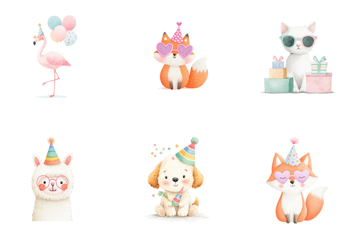 Party Animals Clipart, a Seasonal Illustration by CreationArt (Photo 4 of 4)