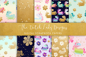 Unicorn Pattern - Scrapbook Papers