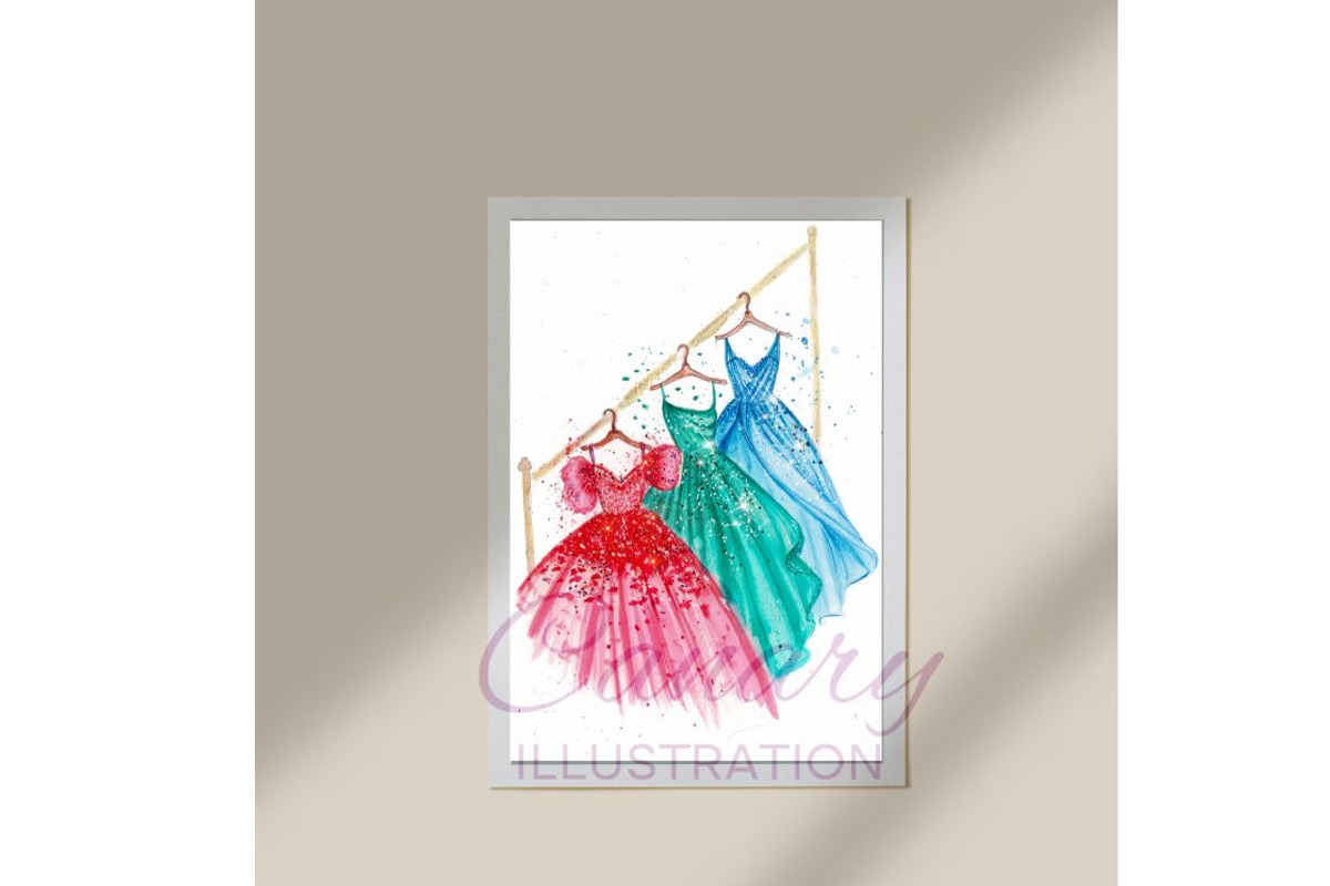 Beautiful dresses on hangers, a Decorative Illustration by tranyenhanu (Photo 3 of 3)