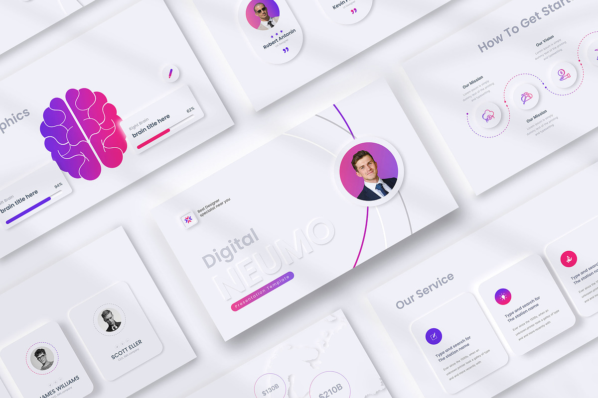 Neomorphic Presentation Template, a Presentation Template by KreateTribe (Photo 3 of 5)