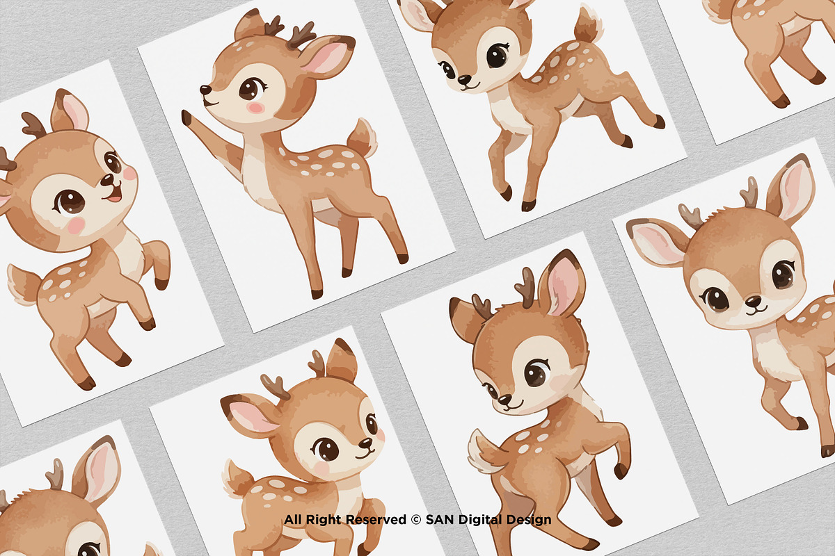 15 Bundle Watercolor Baby Deer Stag, an Animal Illustration by Morspective (Photo 3 of 8)
