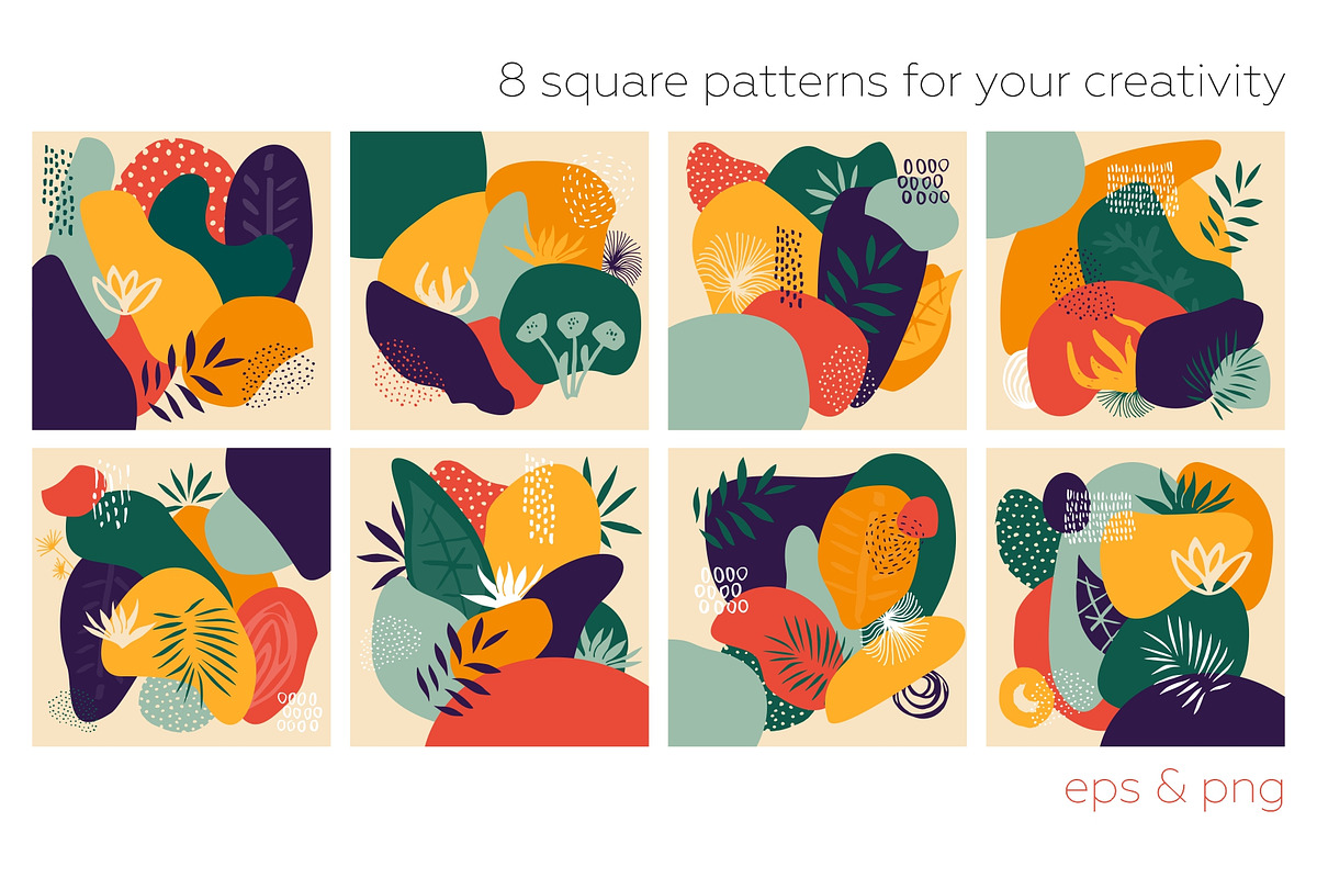 Floral abstract bundle. Botanic set., a Pattern Graphic by lisa_kalev (Photo 6 of 24)