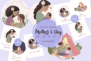 Mother’s Day Clipart – Black Mom, a Person Illustration by Bielousova Art