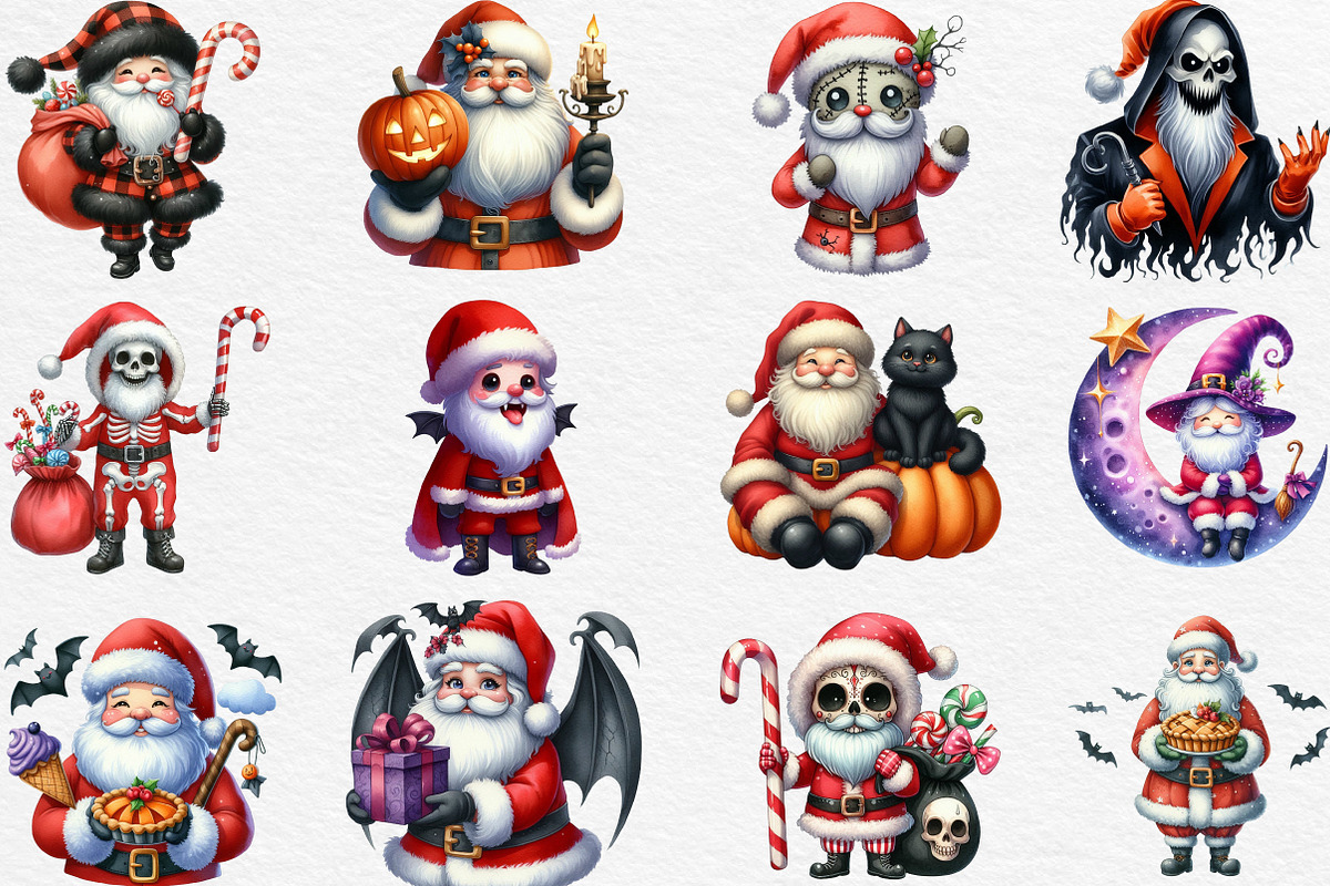 Halloween Santa Clipart, an Illustration by Black Bird Studio (Photo 6 of 6)