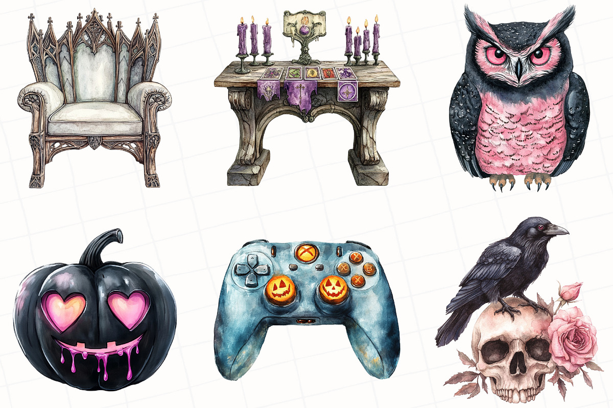 Pastel Gothic Halloween Clipart, an Illustration by OK Design (Photo 4 of 5)