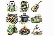 Watercolor Camping Clipart, an Illustration by Libby Wishes (Thumbnail 3 of 4)