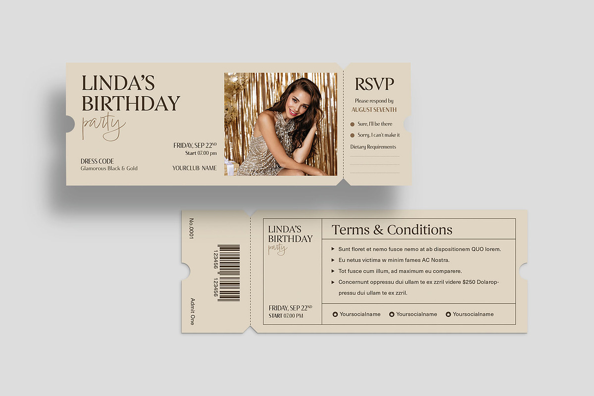 Event Ticket Template, an Invitation Template by BrandPacks (Photo 1 of 5)