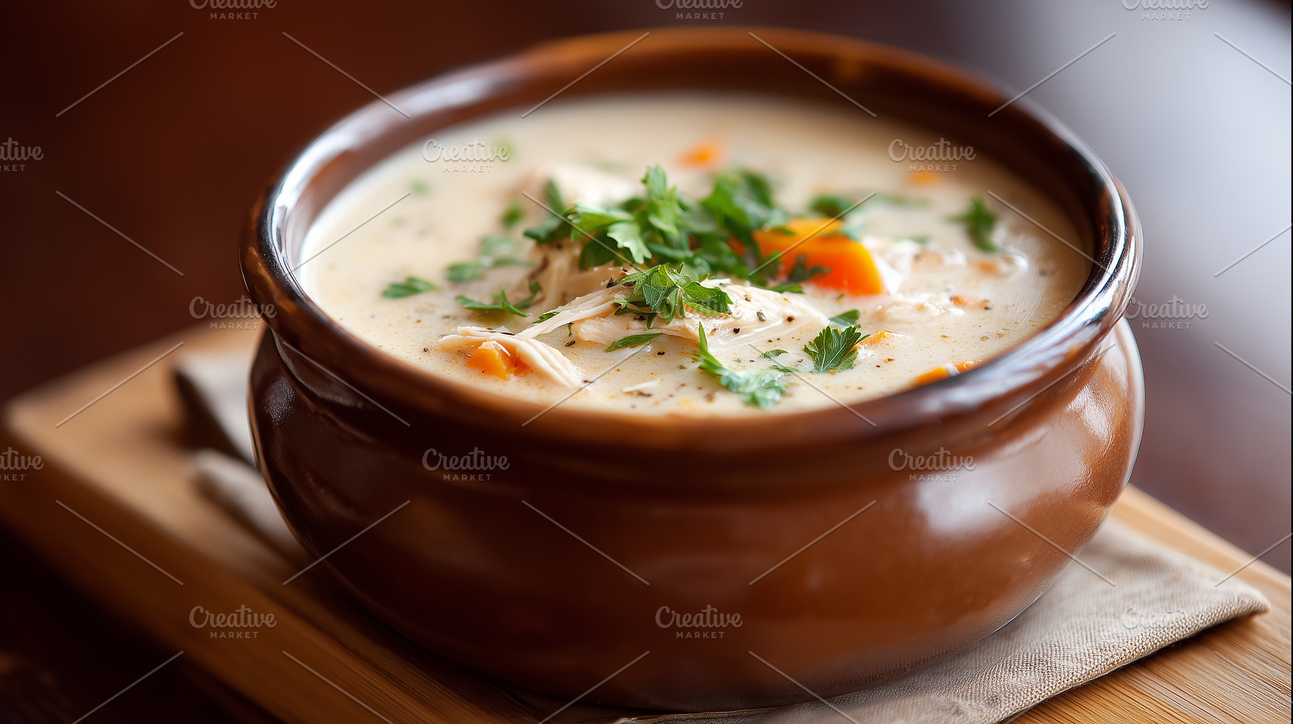 Creamy chicken soup with carrots, a Food & Drink Photo by MistyDay