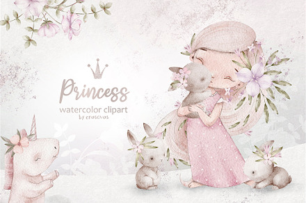 PRINCESS watercolor set, an Illustration by erasovas