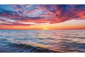 sunwater lake michigan sunset ai, a Nature Photo by pikepicture