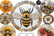 Mosaic Circular Bees Coasters, an Animal Illustration by Design Scotch (Thumbnail 1 of 10)