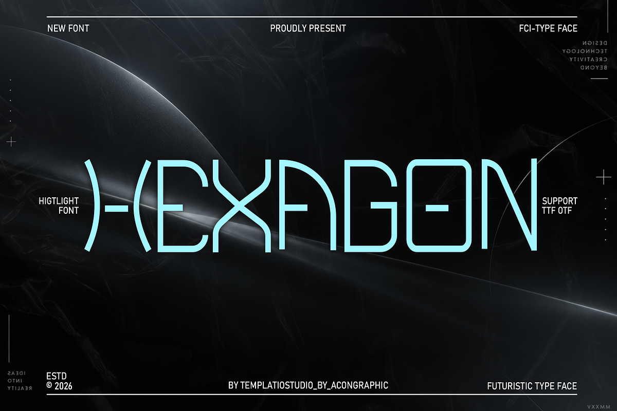 HEXAGON - Futuristic Sci-Fi Font, a Sans Serif Font by Templatiostudio (Photo 1 of 12)
