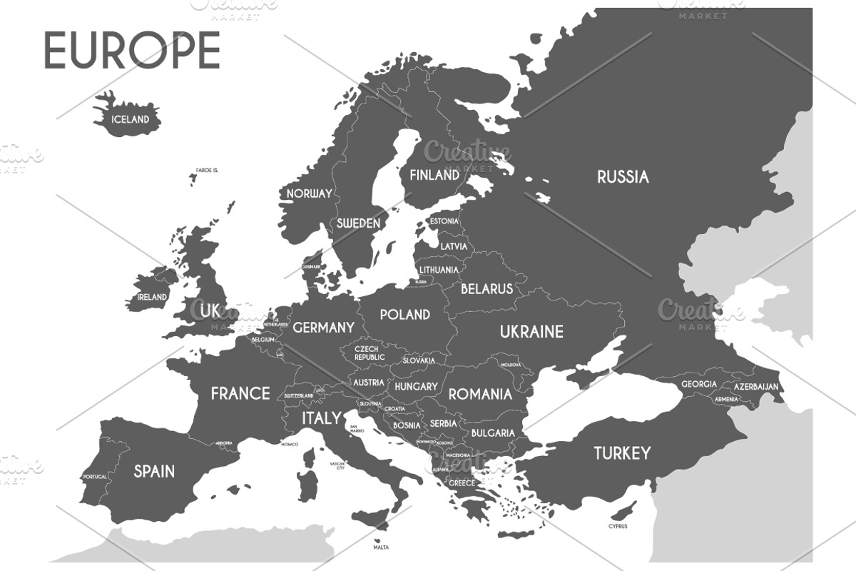 3x B&W Europe Maps, an Education Illustration by asantosg (Photo 1 of 4)