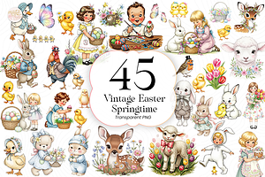 Vintage Easter PNG Clipart Bundle.