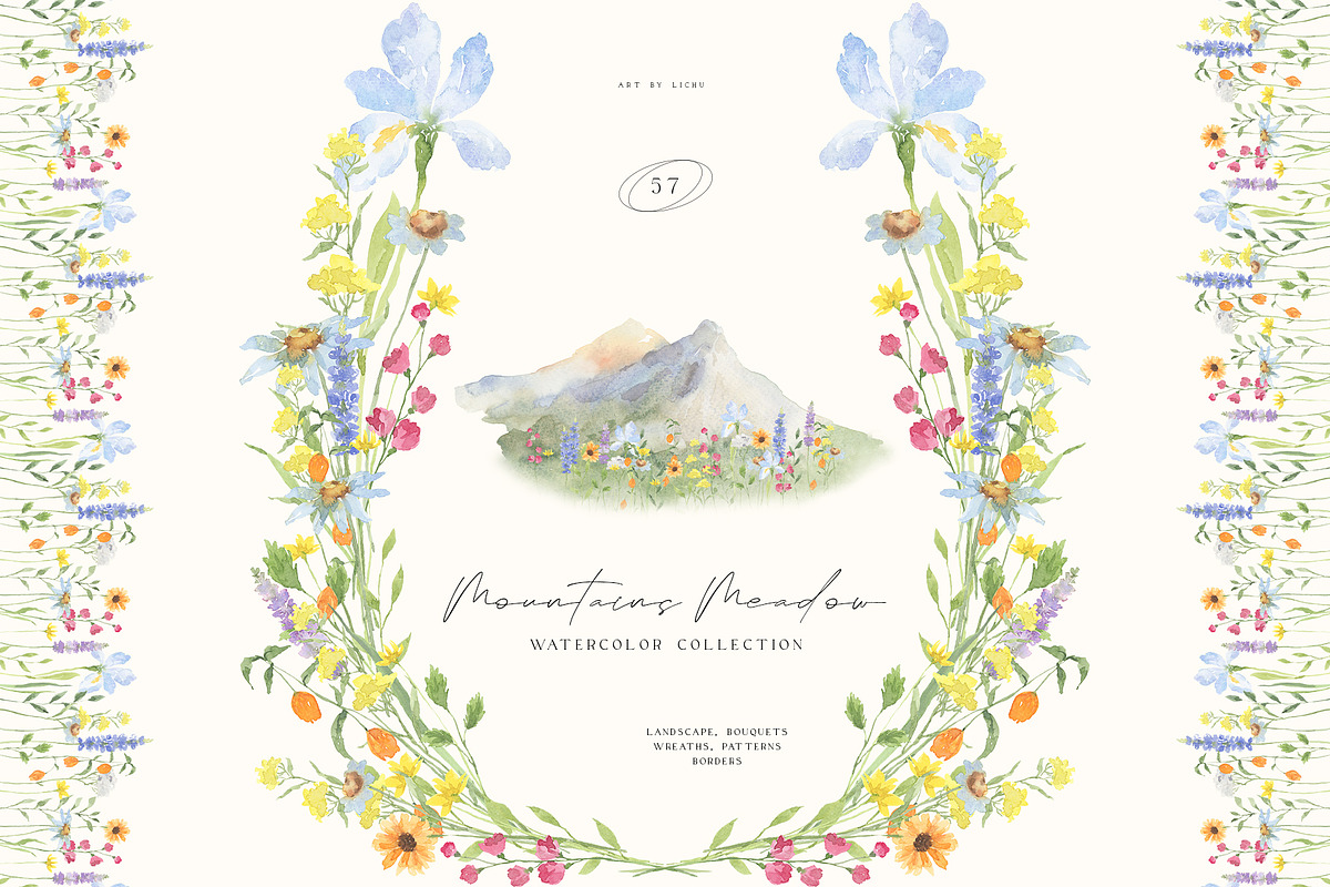 Mountains Meadow watercolor, a Seasonal Illustration by LiChu Art (Photo 1 of 17)