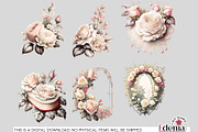Vintage Romantic Flowers Cliparts, a Decorative Illustration by EdeniaArtStudio (Thumbnail 5 of 10)