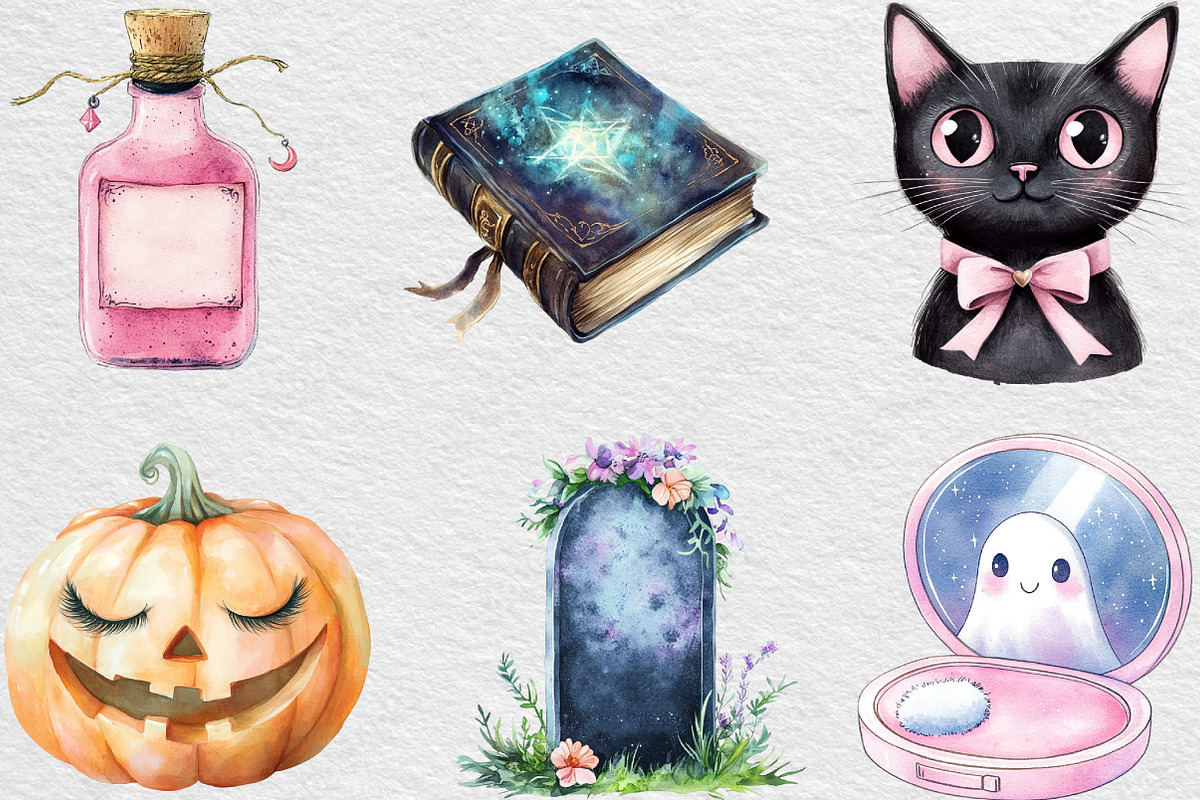 Halloween Girly Witch Vibes Clipart, an Illustration by Black Bird Studio (Photo 3 of 6)
