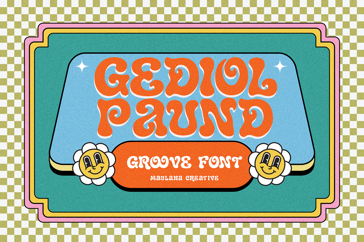 Gediol Paund Groovy Retro Font, a Sans Serif Font by Maulana Creative (Photo 1 of 7)