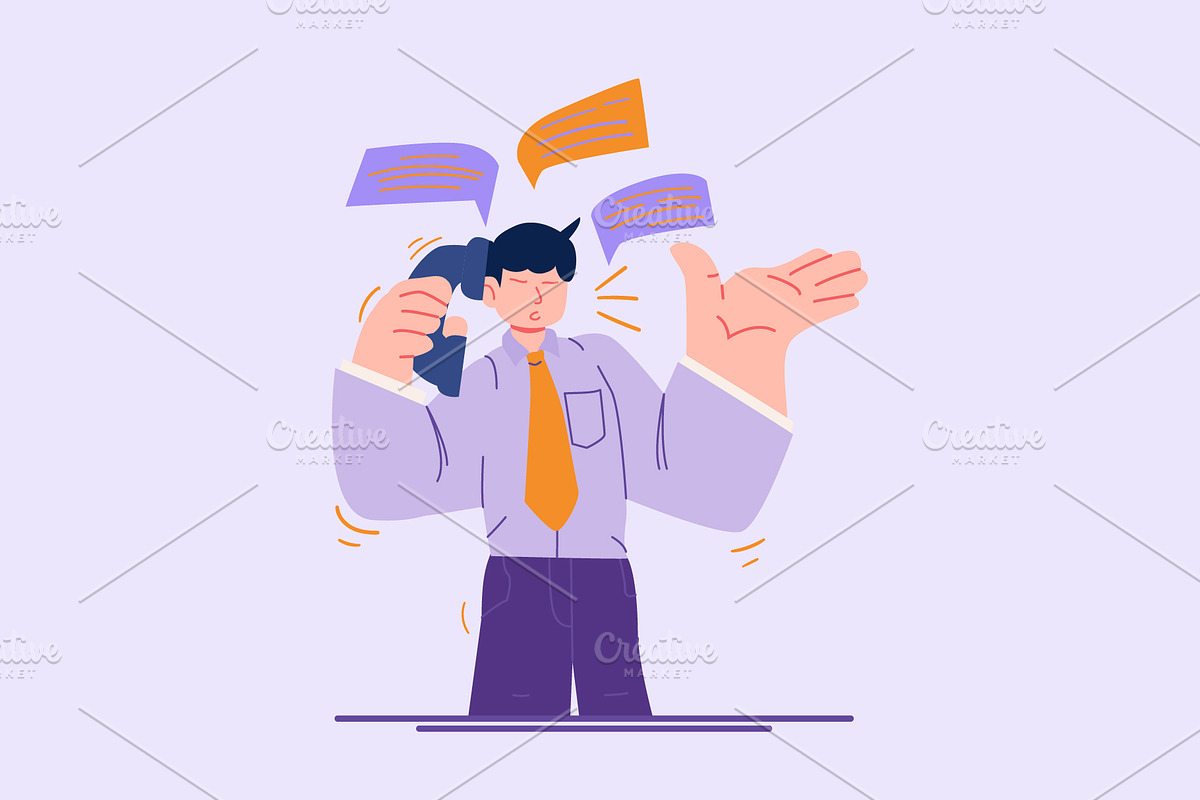 Businessmen Arguing on the Phone, a Person Illustration by Ahmad_Studio