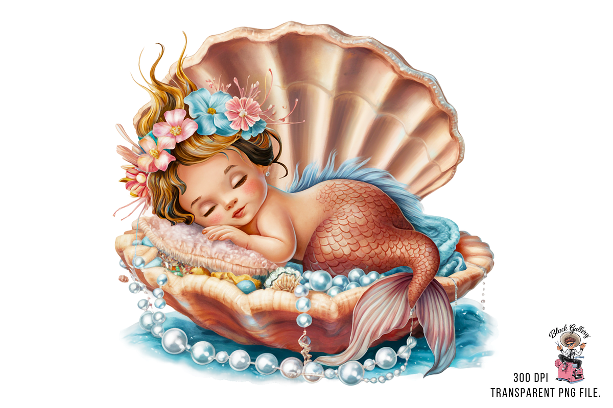 Mermaid PNG, Sea Shell PNG Bundle, a Graphic by Clipart Bloom (Photo 4 of 14)