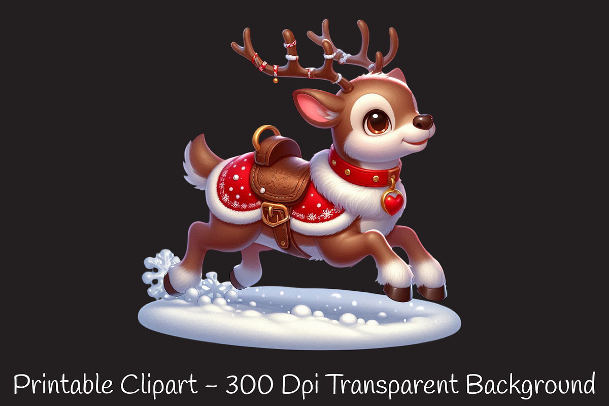 Santa’s Sleigh & Reindeer Watercolor, an Illustration by RobertsArt (Photo 2 of 6)