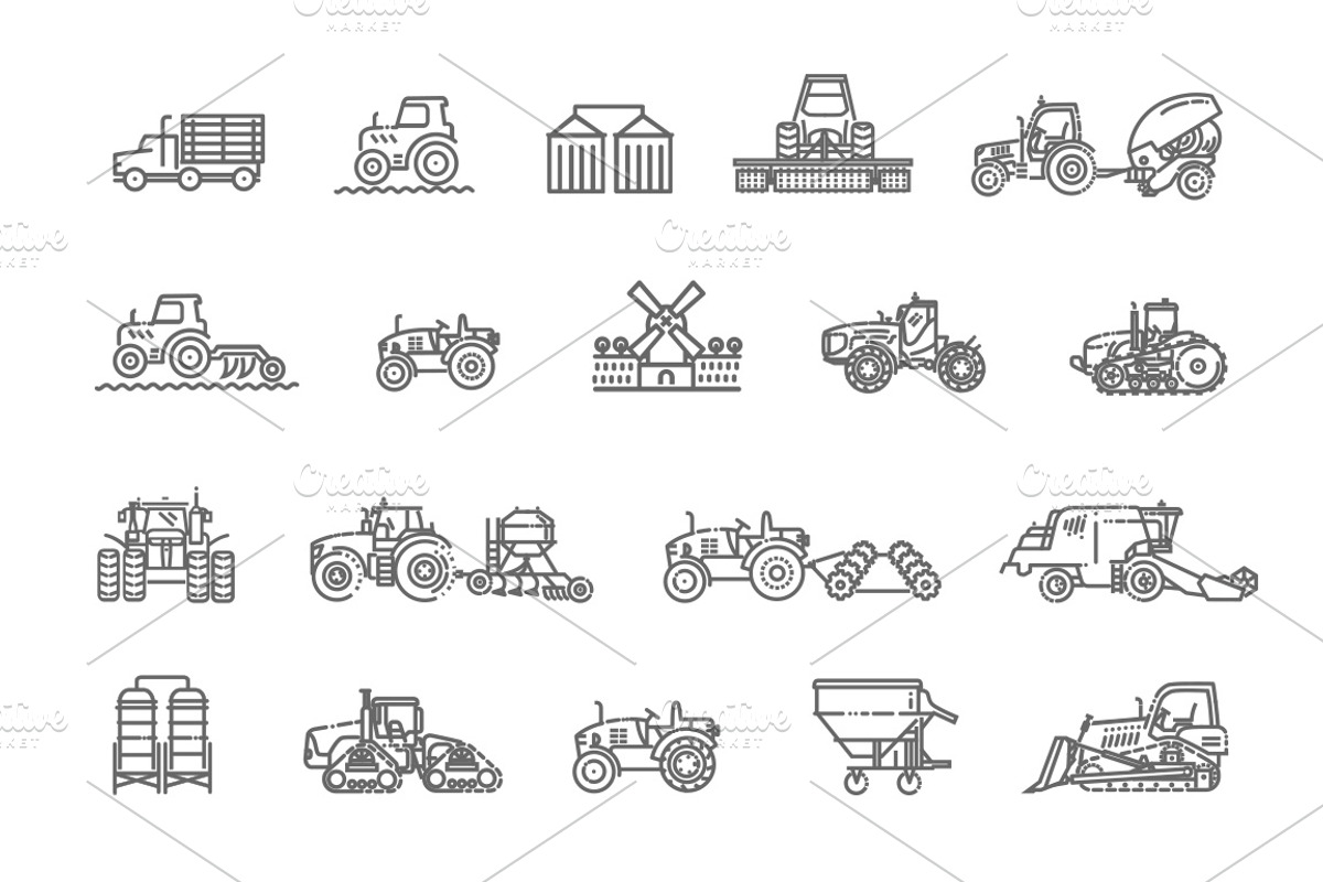 Agricultural and Farming Machines, an Outline Icon by Tettygreen (Photo 2 of 2)